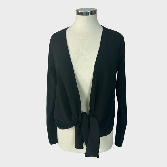 Kardashian Kollection Small Black Tie Waist Open Front Cardigan Polyester - Picture 2 of 10